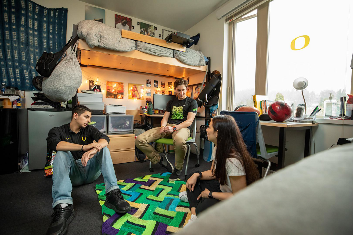 students hanging out in dorm