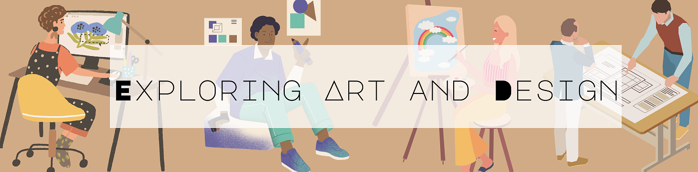 Vector illustration of various art and design work.