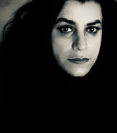 black and white photo of marjane satrapi