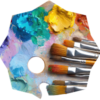 Paint palette with brushes
