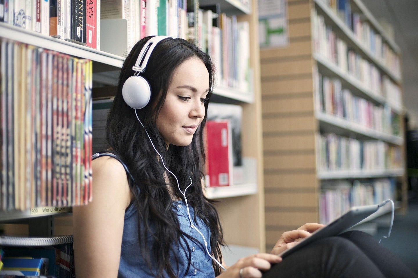 Student wearing headphones